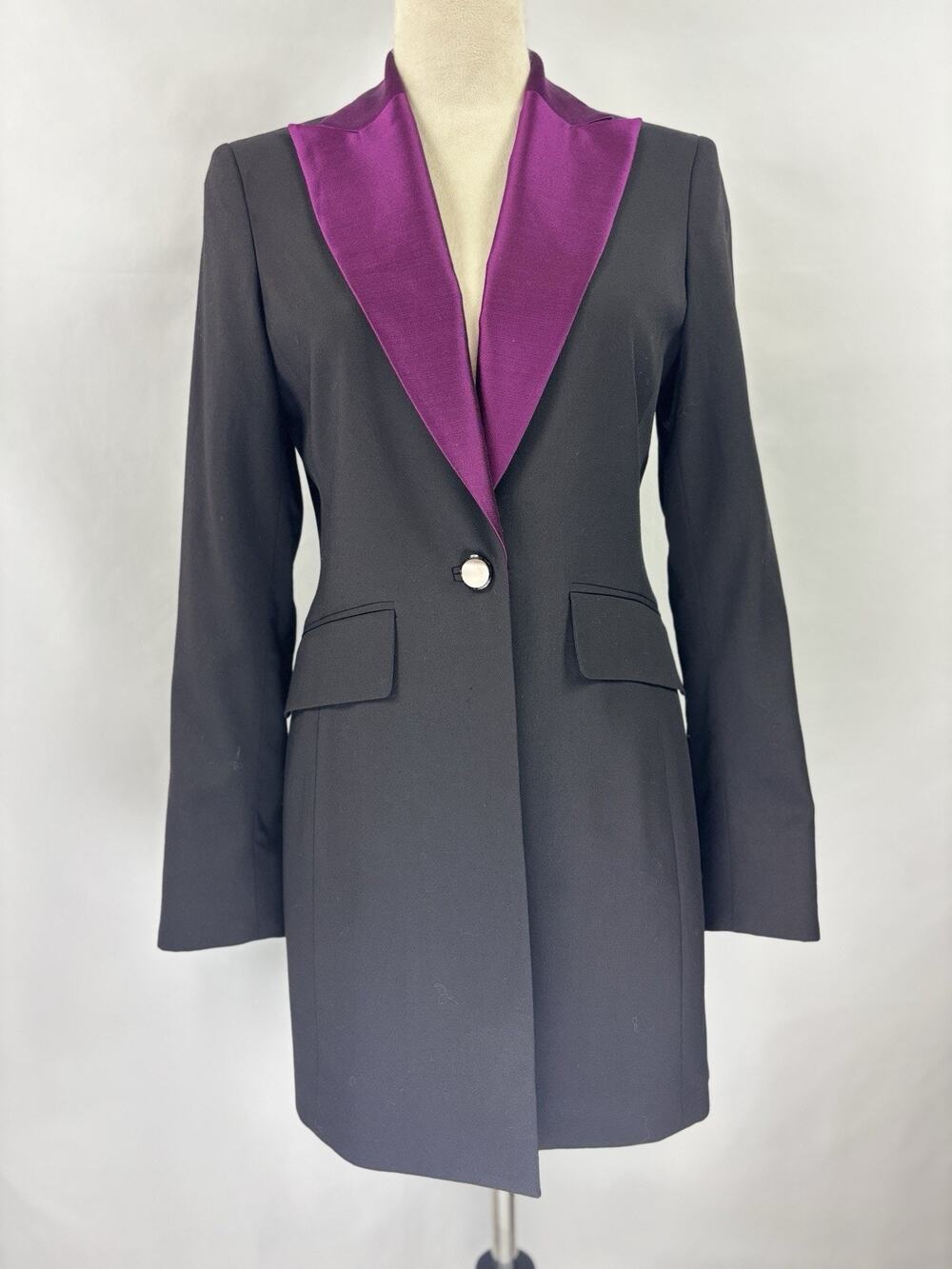Dana Buchman Petite Formal Blazer Jacket Black Purple 4 Petite 4P